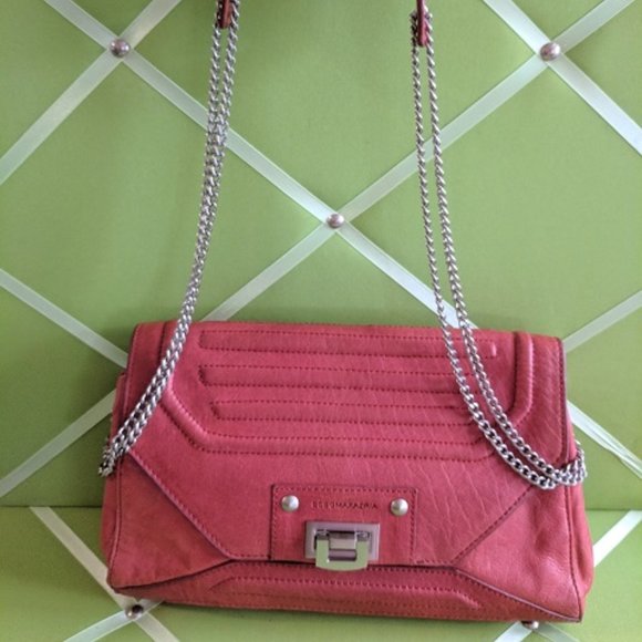 BCBG MAX AZRIA Red Matte-Leather Shoulder Bag